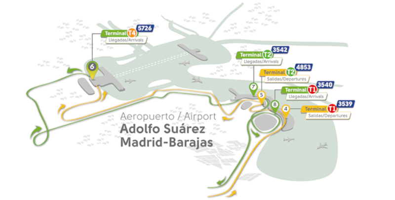 Mapa Terminais Aeroporto Madri